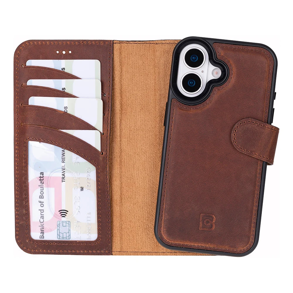 Magic Abnehmbar Leder Wallet Case für iPhone 17 aus echtem Leder