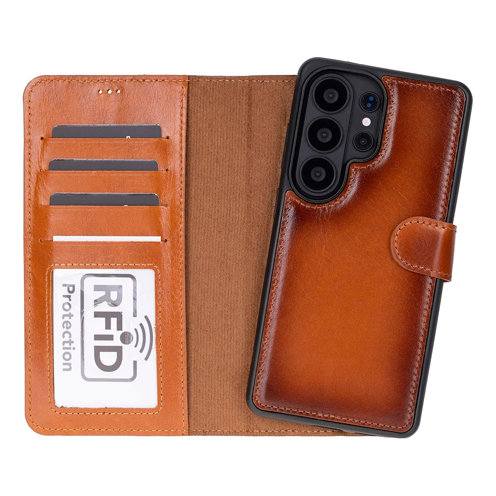 Magic Abnehmbar Leder Wallet Case für Samsung Galaxy S26 Ultra aus echtem Leder