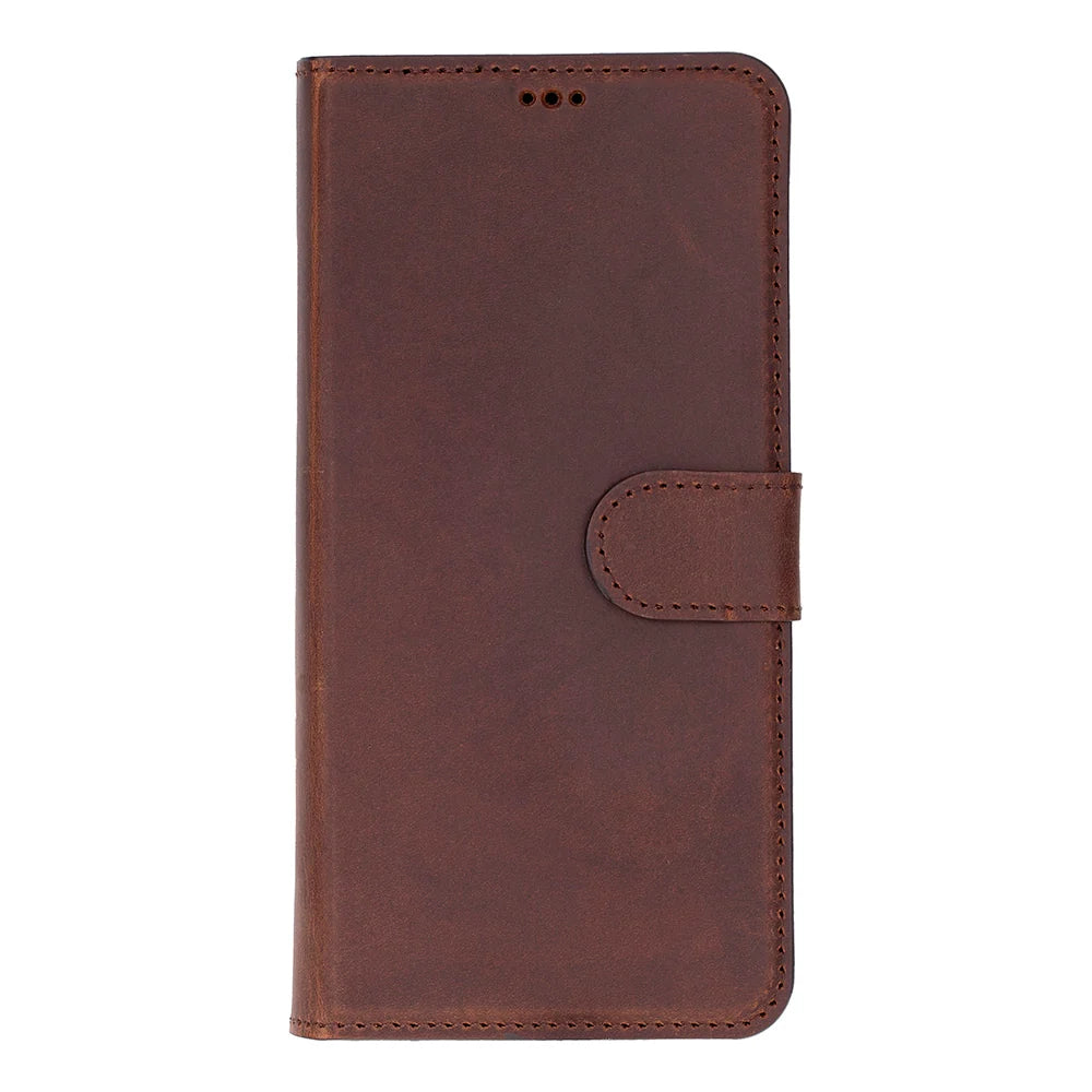 Magic Abnehmbar Leder Wallet Case für Samsung Galaxy S26 Ultra aus echtem Leder in Braun