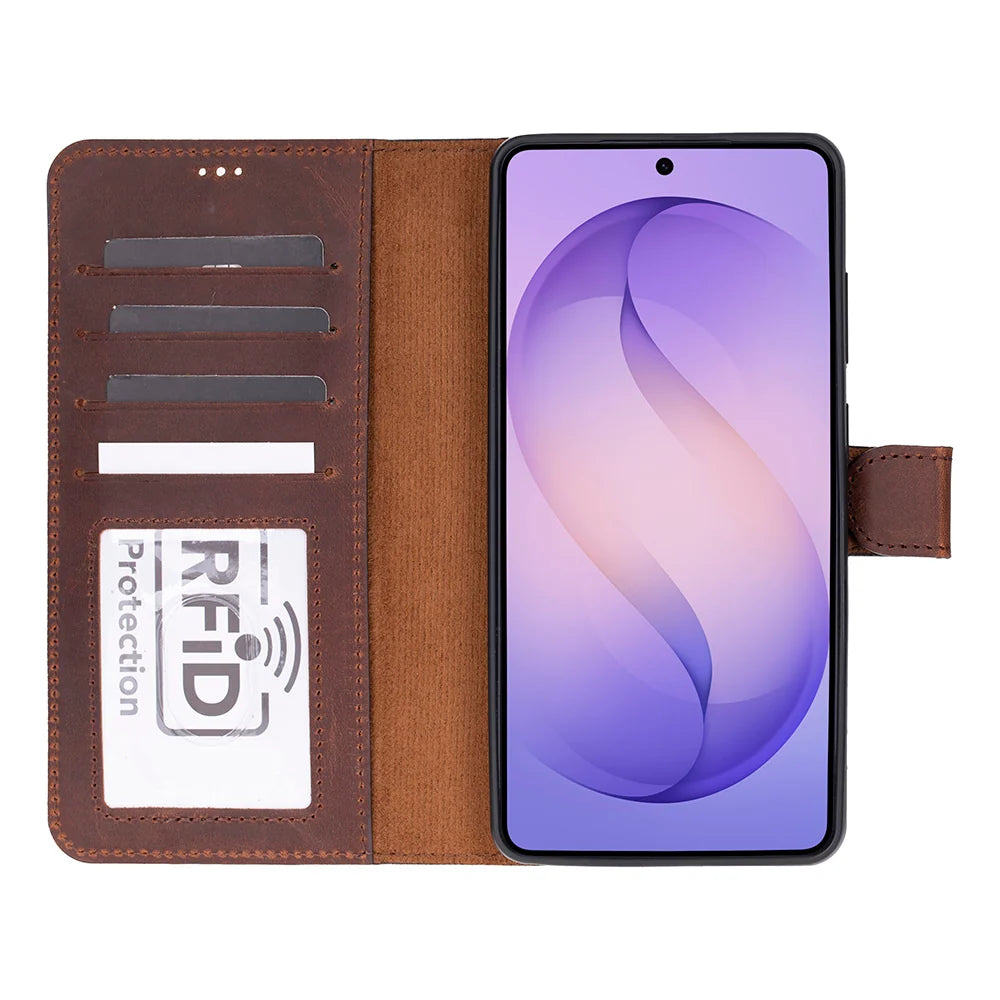 Magic Abnehmbar Leder Wallet Case für Samsung Galaxy S26 Ultra aus echtem Leder