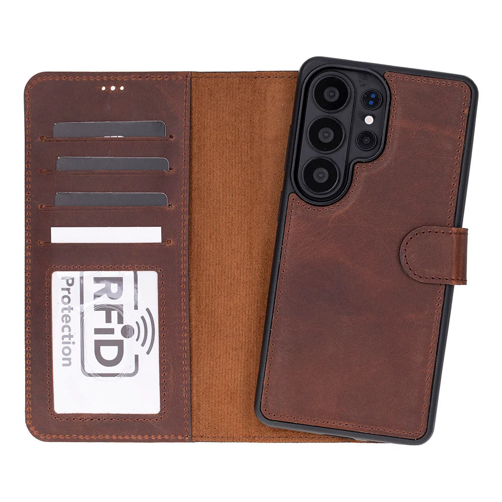 Magic Abnehmbar Leder Wallet Case für Samsung Galaxy S26 Ultra aus echtem Leder