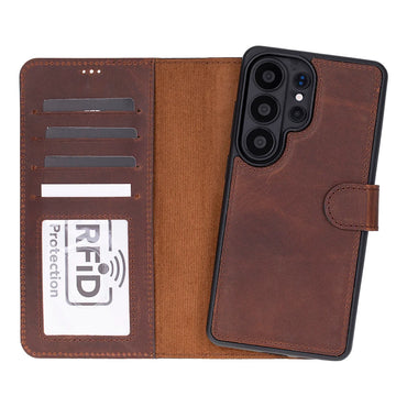 Magic Abnehmbar Leder Wallet Case für Samsung Galaxy S26 Ultra aus echtem Leder