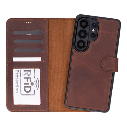 Magic Abnehmbar Leder Wallet Case für Samsung Galaxy S26 Ultra aus echtem Leder