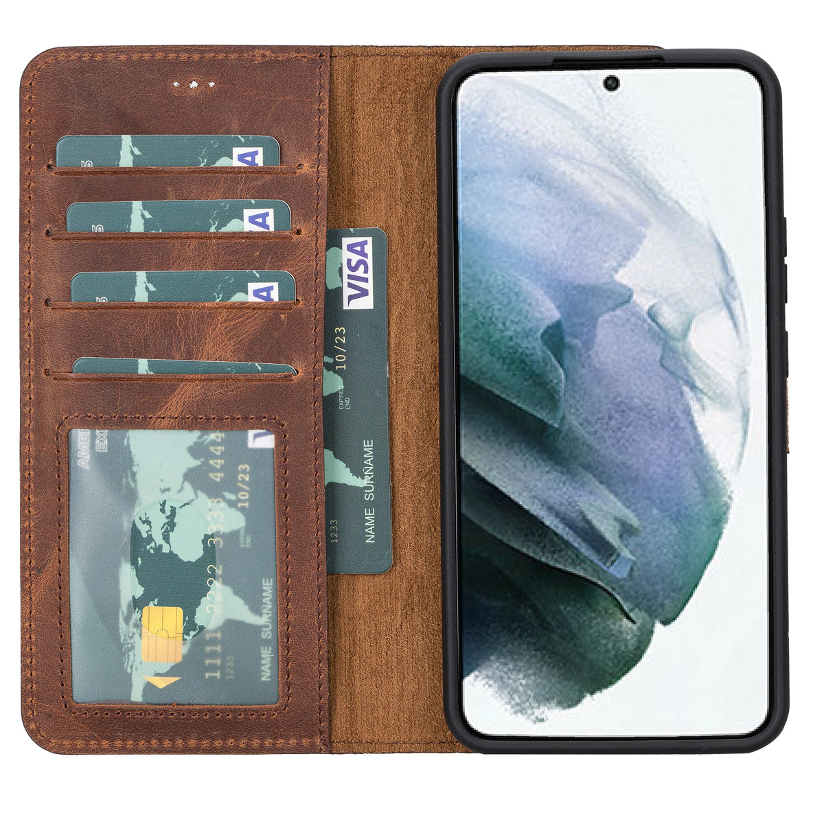 Magic Abnehmbar Leder Wallet Case für Samsung Galaxy S22 Plus aus echtem Leder