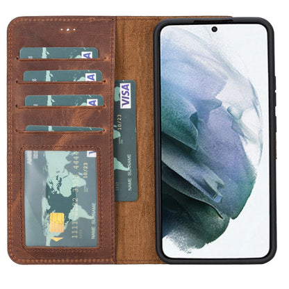 Magic Abnehmbar Leder Wallet Case für Samsung Galaxy S22 Plus aus echtem Leder