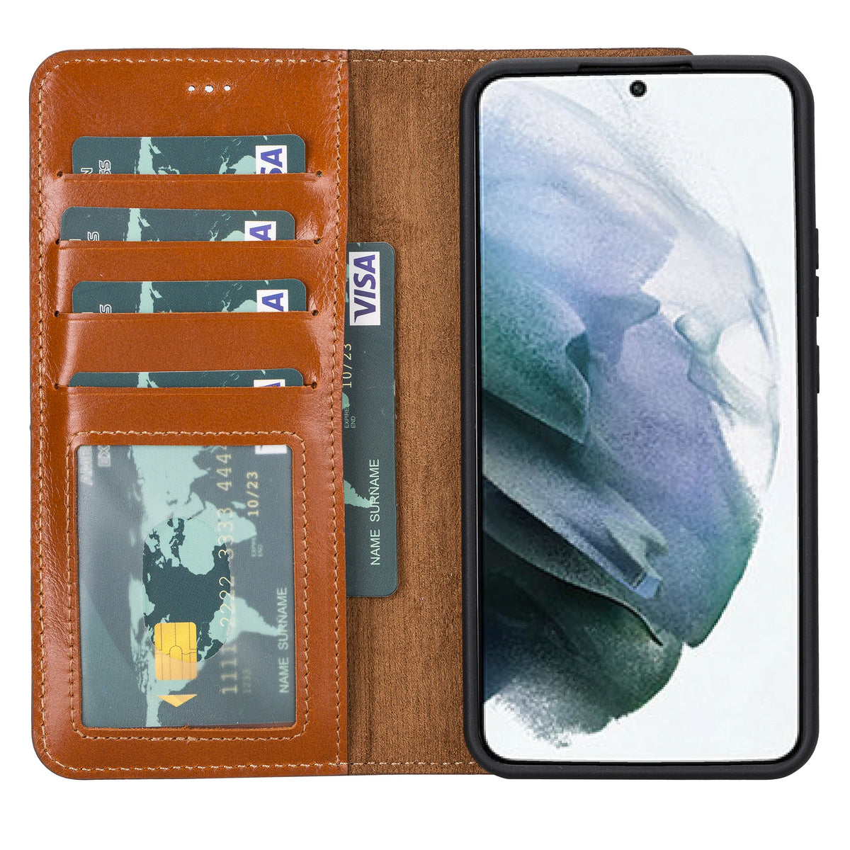 Magic Abnehmbar Leder Wallet Case für Samsung Galaxy S22 Plus aus echtem Leder