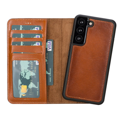 Magic Abnehmbar Leder Wallet Case für Samsung Galaxy S22 Plus aus echtem Leder