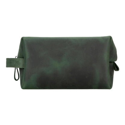 Eve Dopp Kit, Large Kulturbeutel aus echtem Leder aus echtem Leder in Grün
