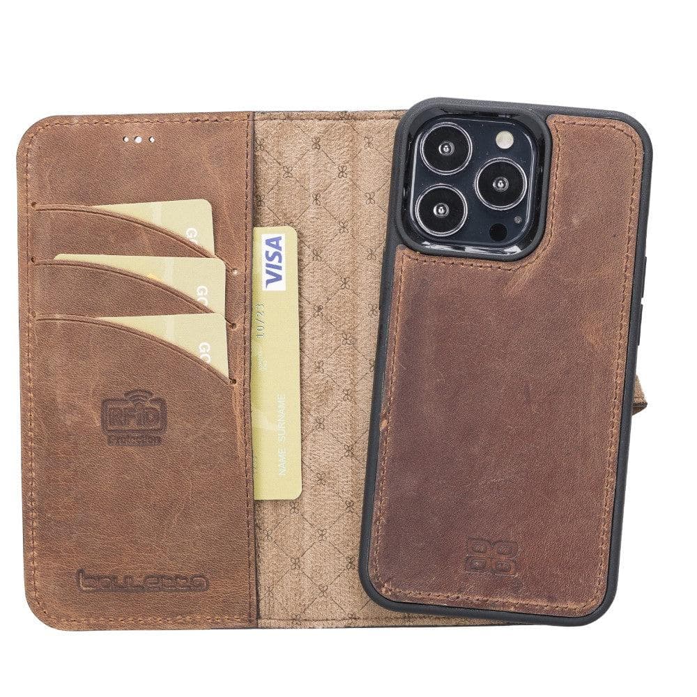 Magic Abnehmbar Leder Wallet Case für iPhone 13 Pro Max aus echtem Leder