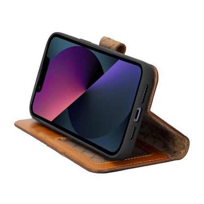 Magic iPhone 14 Plus Darker Color Leather Detachable Wallet Case