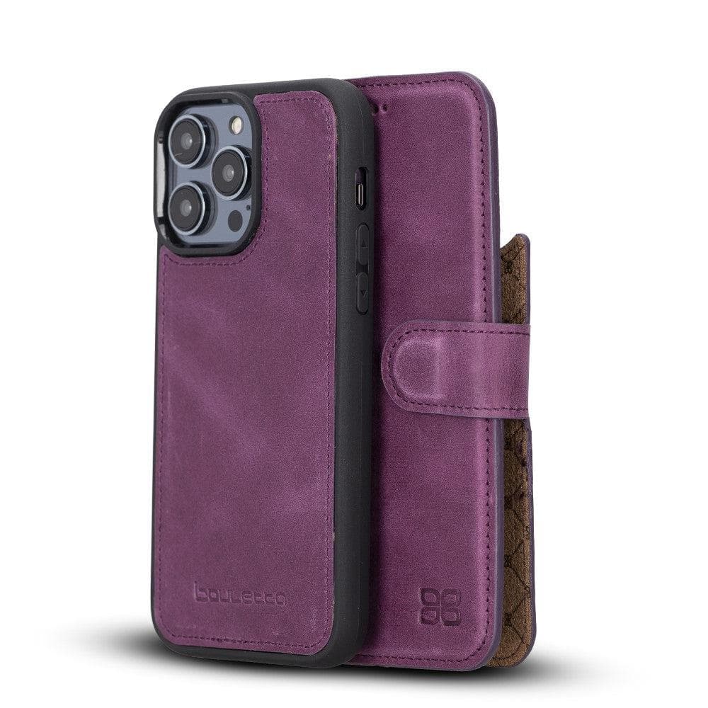 Magic Darker Color Abnehmbar Leder Wallet Case für iPhone 14 Pro aus echtem Leder
