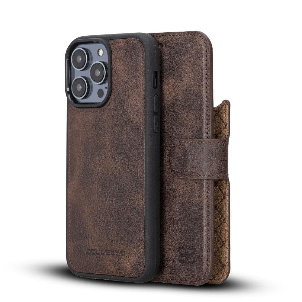 Magic Darker Color Abnehmbar Leder Wallet Case für iPhone 14 Pro Max aus echtem Leder