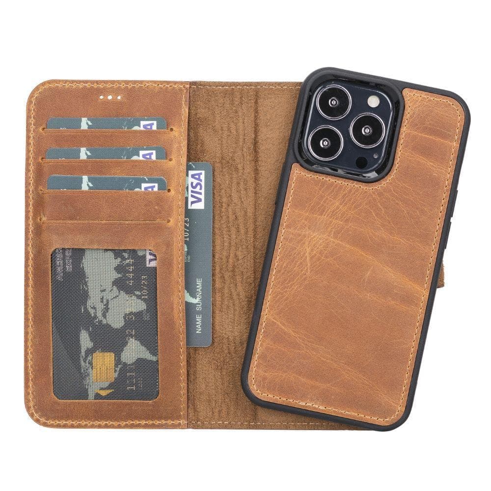Magic Abnehmbar Leder Wallet Case für iPhone 13 Pro Max aus echtem Leder