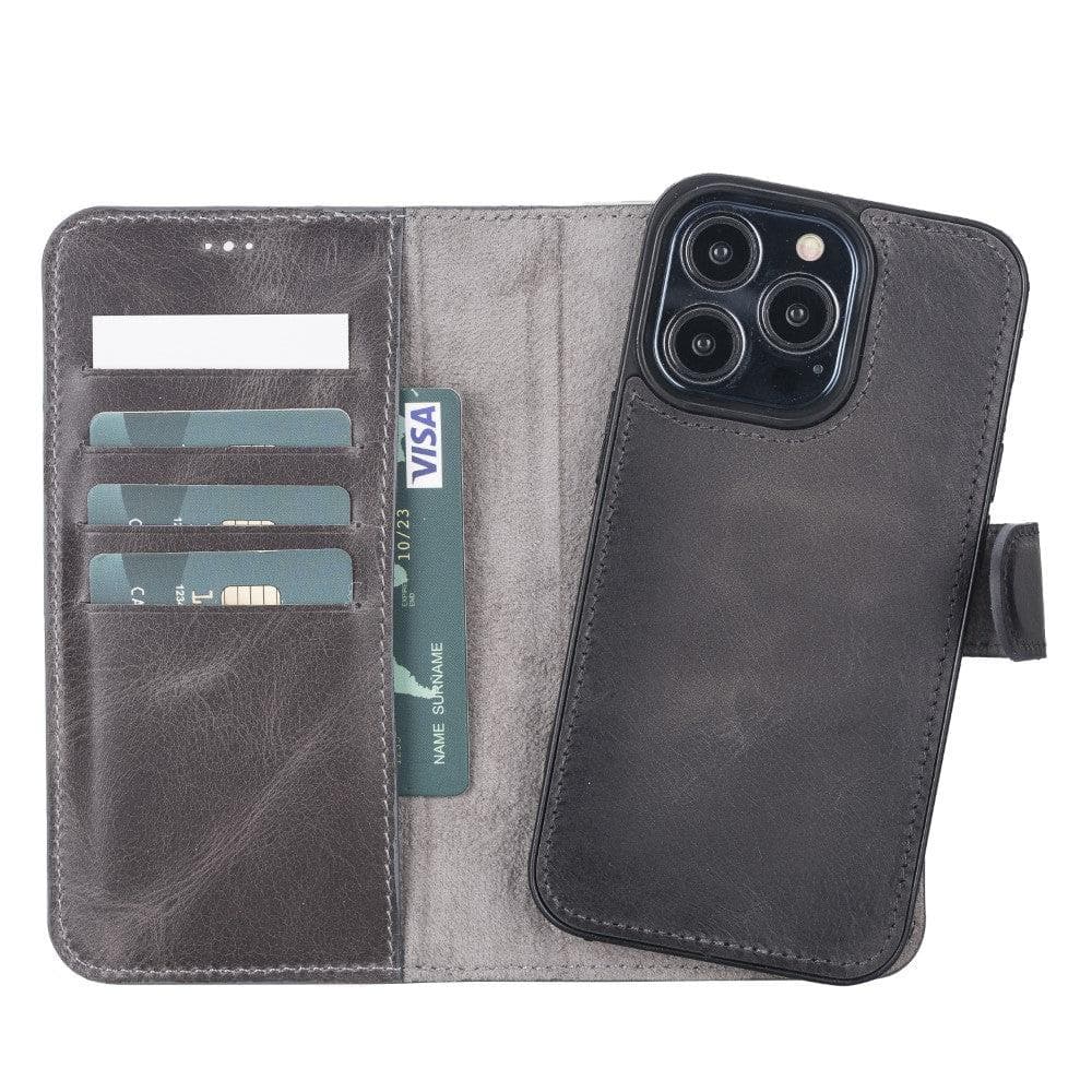 Magic Abnehmbar Leder Wallet Case für iPhone 13 Pro Max aus echtem Leder