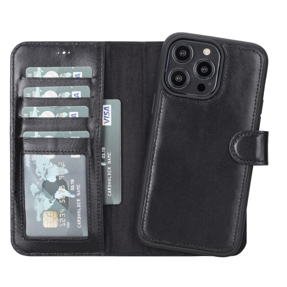 Magic Abnehmbar Leder Wallet Case für iPhone 14 Pro aus echtem Leder