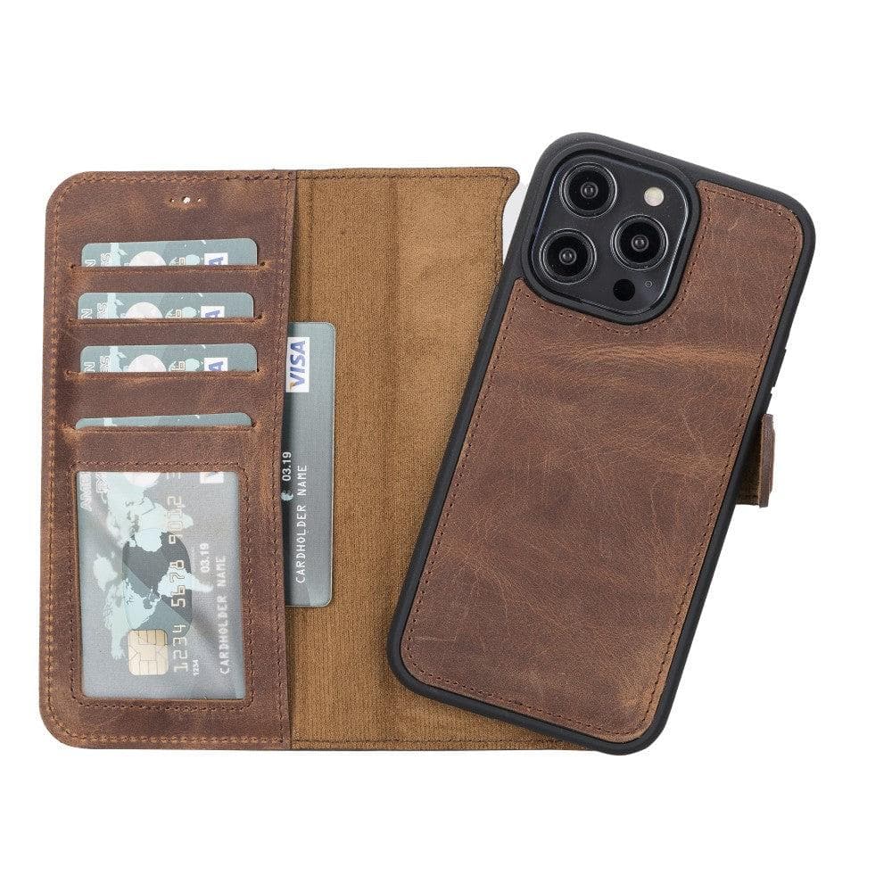 Magic Abnehmbar Leder Wallet Case für iPhone 14 aus echtem Leder