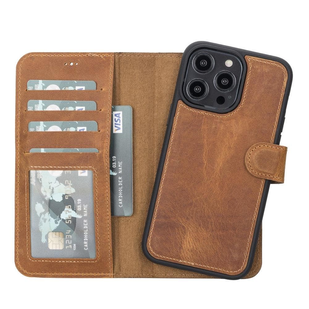 Magic Abnehmbar Leder Wallet Case für iPhone 14 aus echtem Leder