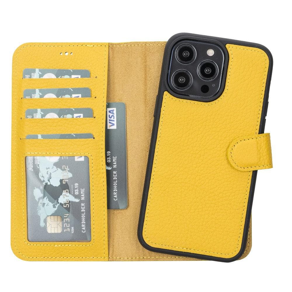 Magic Abnehmbar Leder Wallet Case für iPhone 14 Pro aus echtem Leder