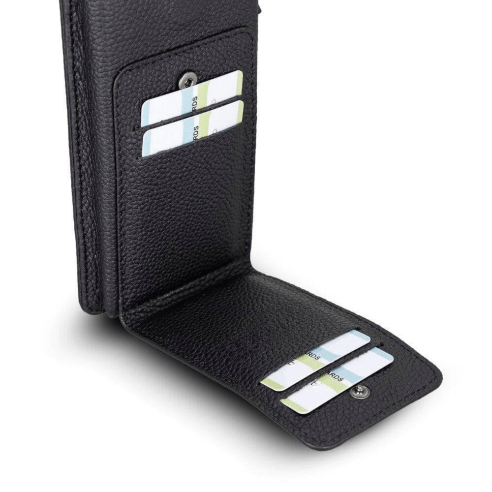 Avjin Crossbody Leather Bag Compatible with Phones up to 6.9" Black