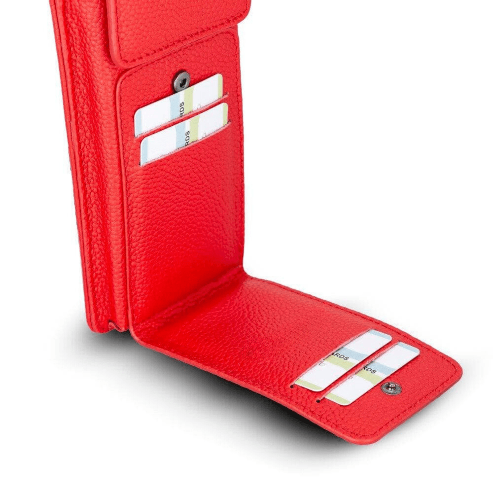 Avjin Crossbody Leather Bag Compatible with Phones up to 6.9" Red