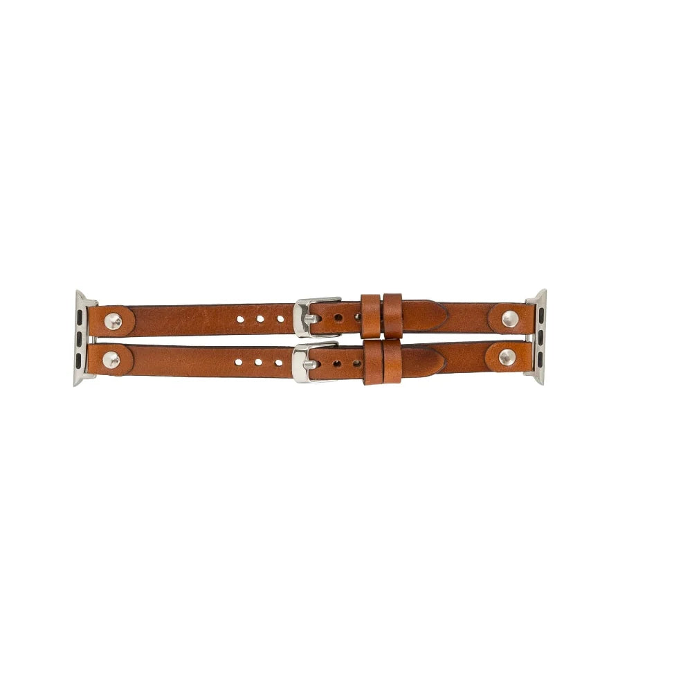 Durham Ely Double Lederarmband für Apple Watch aus echtem Leder in Braun