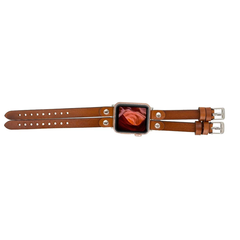 Durham Ely Double Lederarmband für Apple Watch aus echtem Leder in Grau