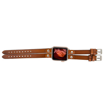 Durham Ely Double Lederarmband für Apple Watch aus echtem Leder in Grau