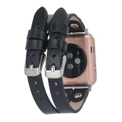 Durham Ely Double Lederarmband für Apple Watch aus echtem Leder in Grau