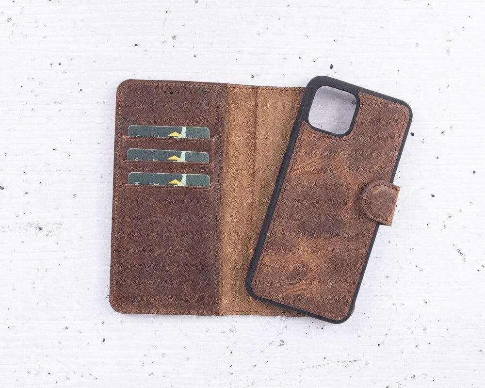 Magic Abnehmbar Leder Wallet Case für Google Pixel 4 XL aus echtem Leder in Braun