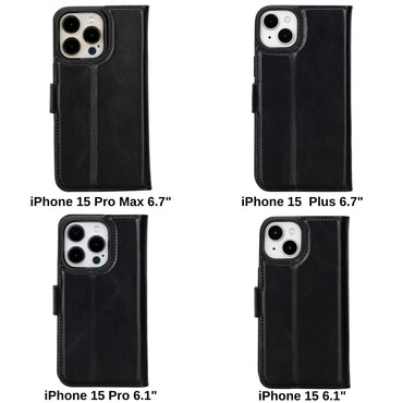 Magic Abnehmbar Leder Wallet Case für iPhone 15 Pro Max aus echtem Leder