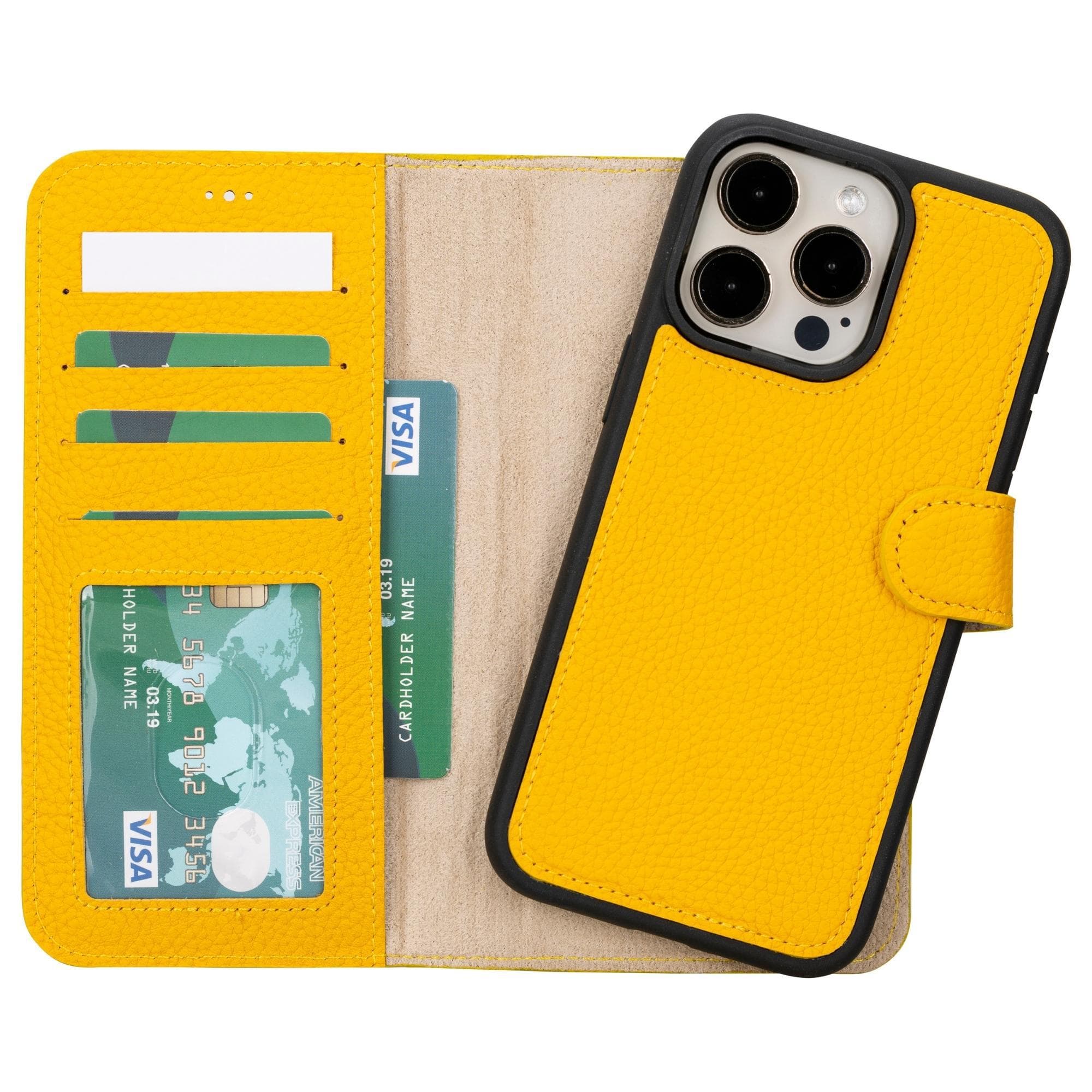 Magic Abnehmbar Leder Wallet Case für iPhone 15 aus echtem Leder