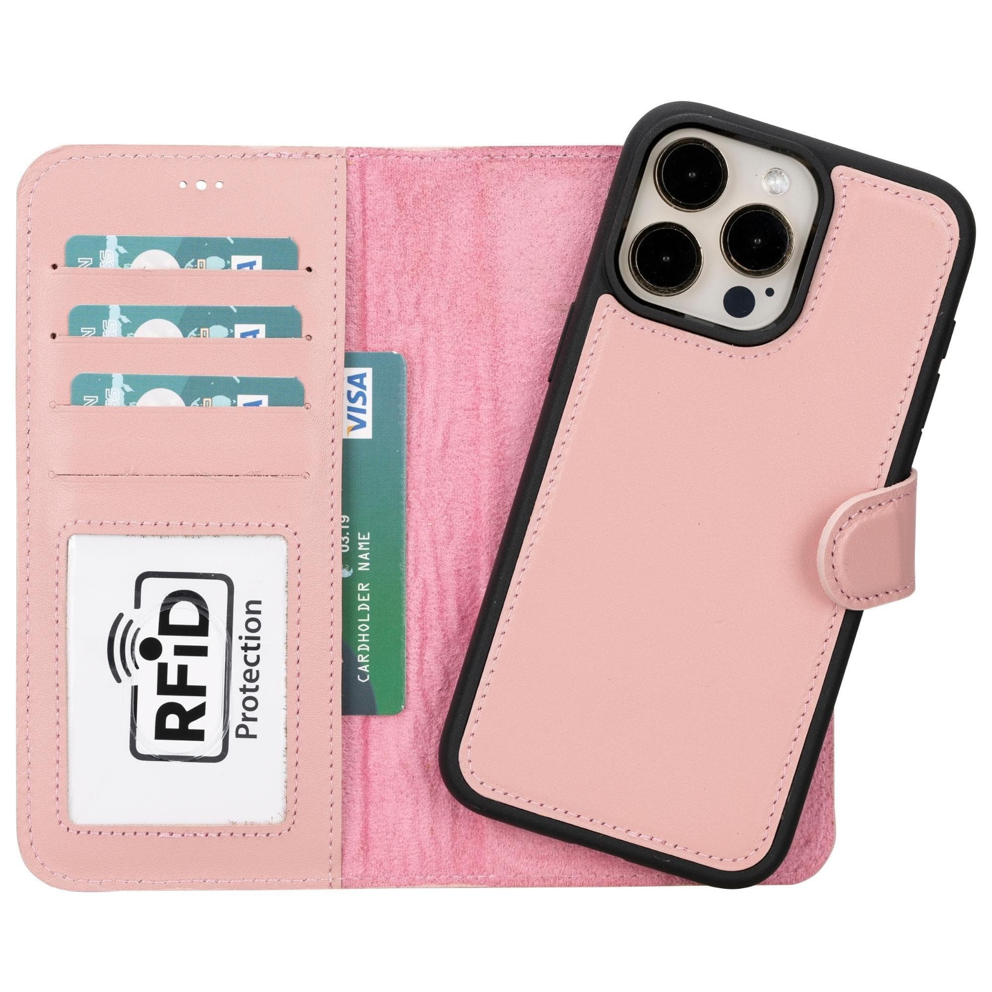 Magic Abnehmbar Leder Wallet Case für iPhone 15 Plus aus echtem Leder