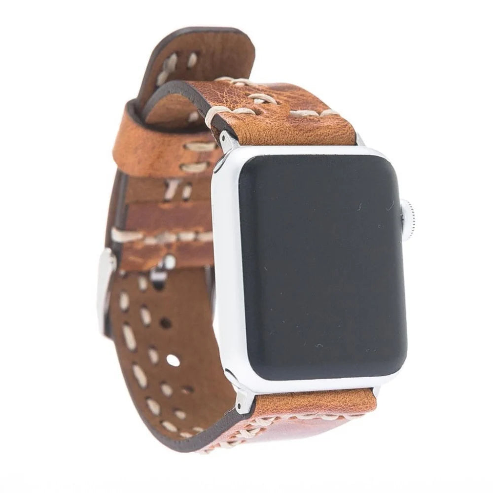 Aqua Lederarmband für Apple Watch aus echtem Leder