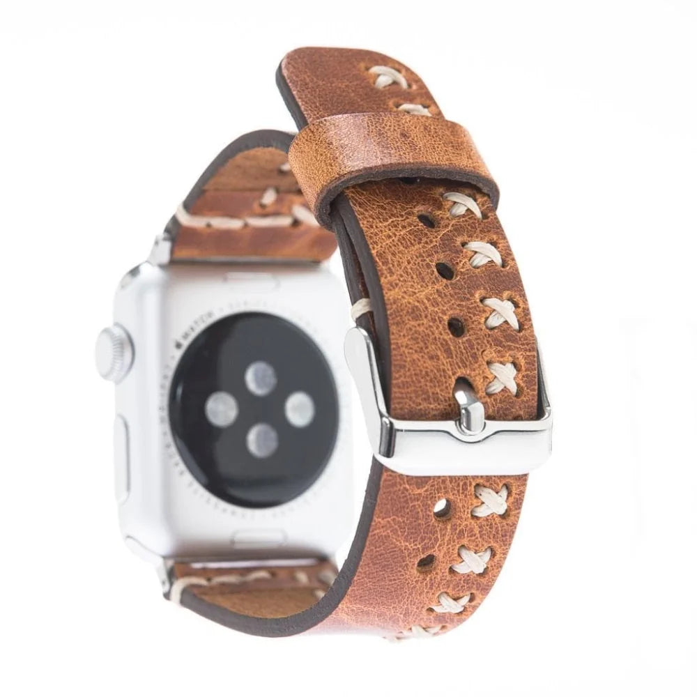 Aqua Lederarmband für Apple Watch aus echtem Leder