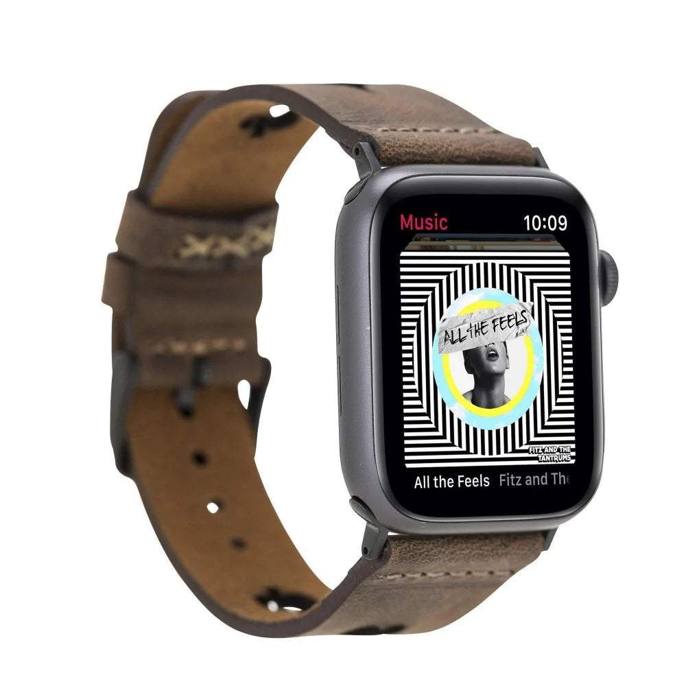 Avesta Lederarmband für Apple Watch aus echtem Leder in Kaffeebraun