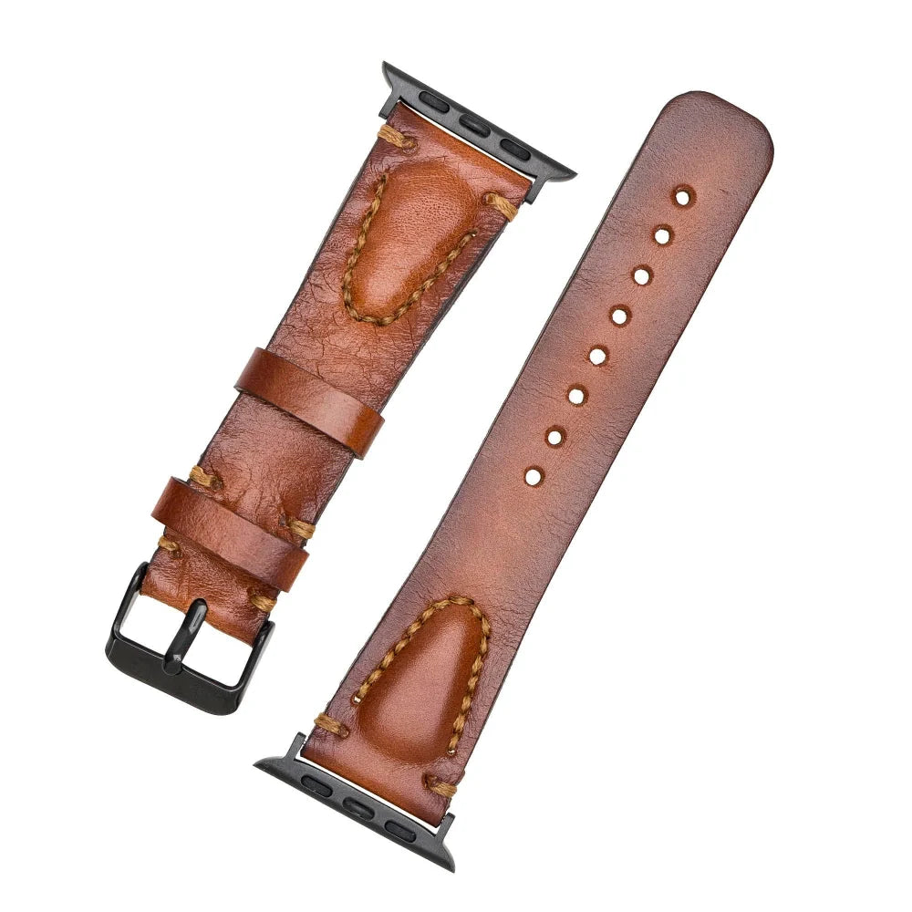 Avilla Lederarmband für Apple Watch aus echtem Leder in Kaffeebraun