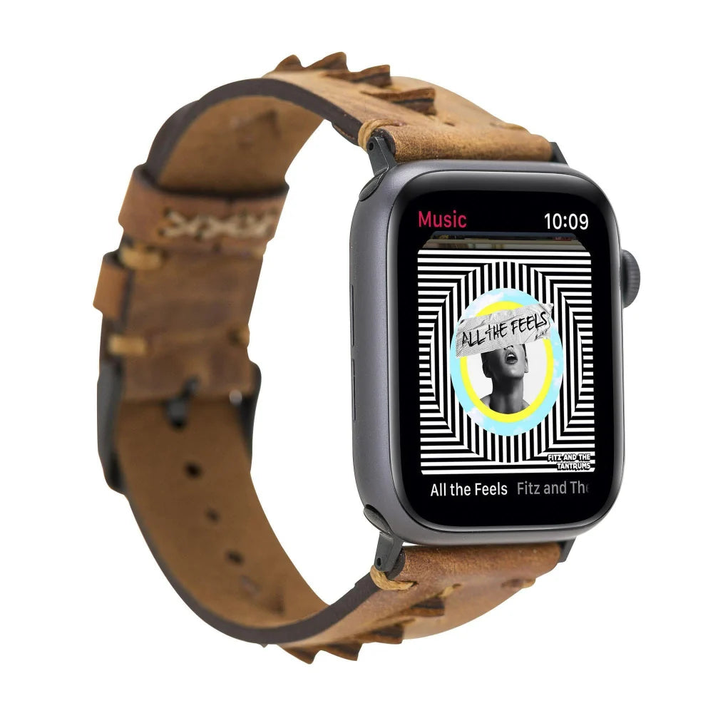 Boras Lederarmband für Apple Watch aus echtem Leder in Grau