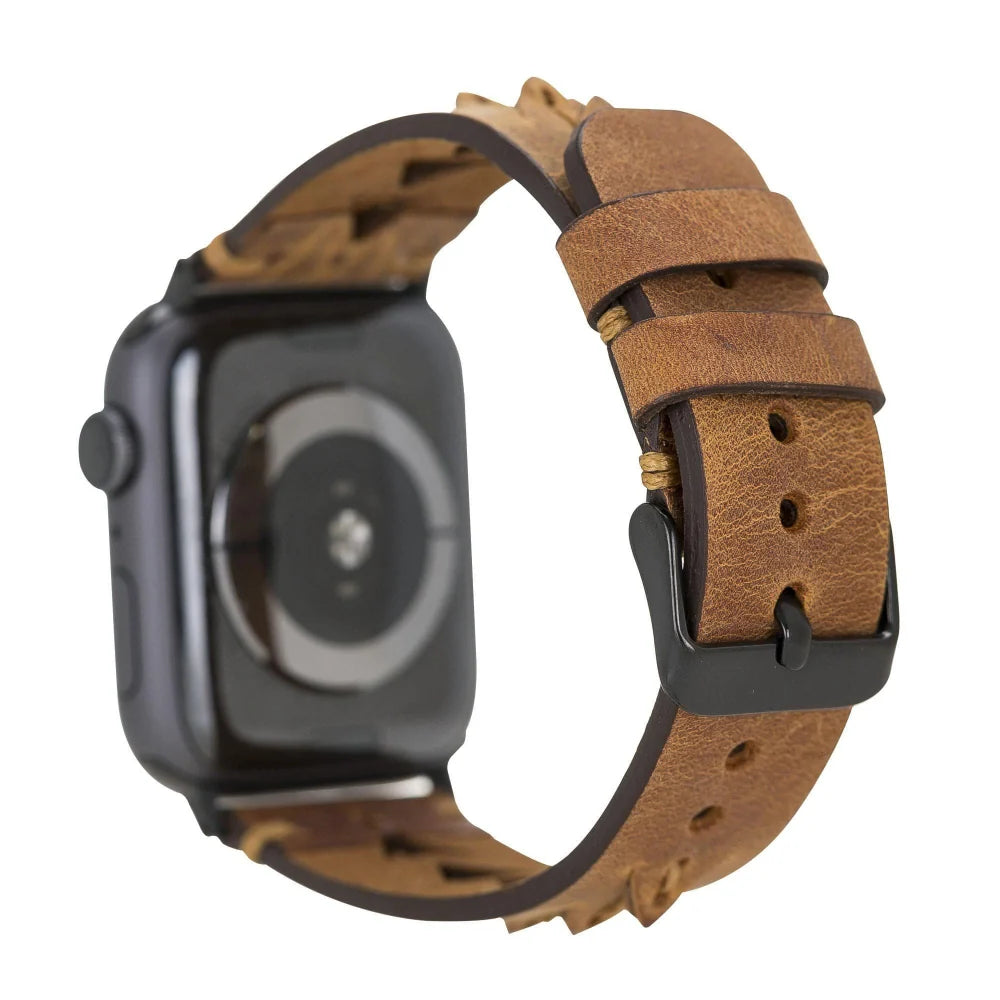 Boras Lederarmband für Apple Watch aus echtem Leder in Grau