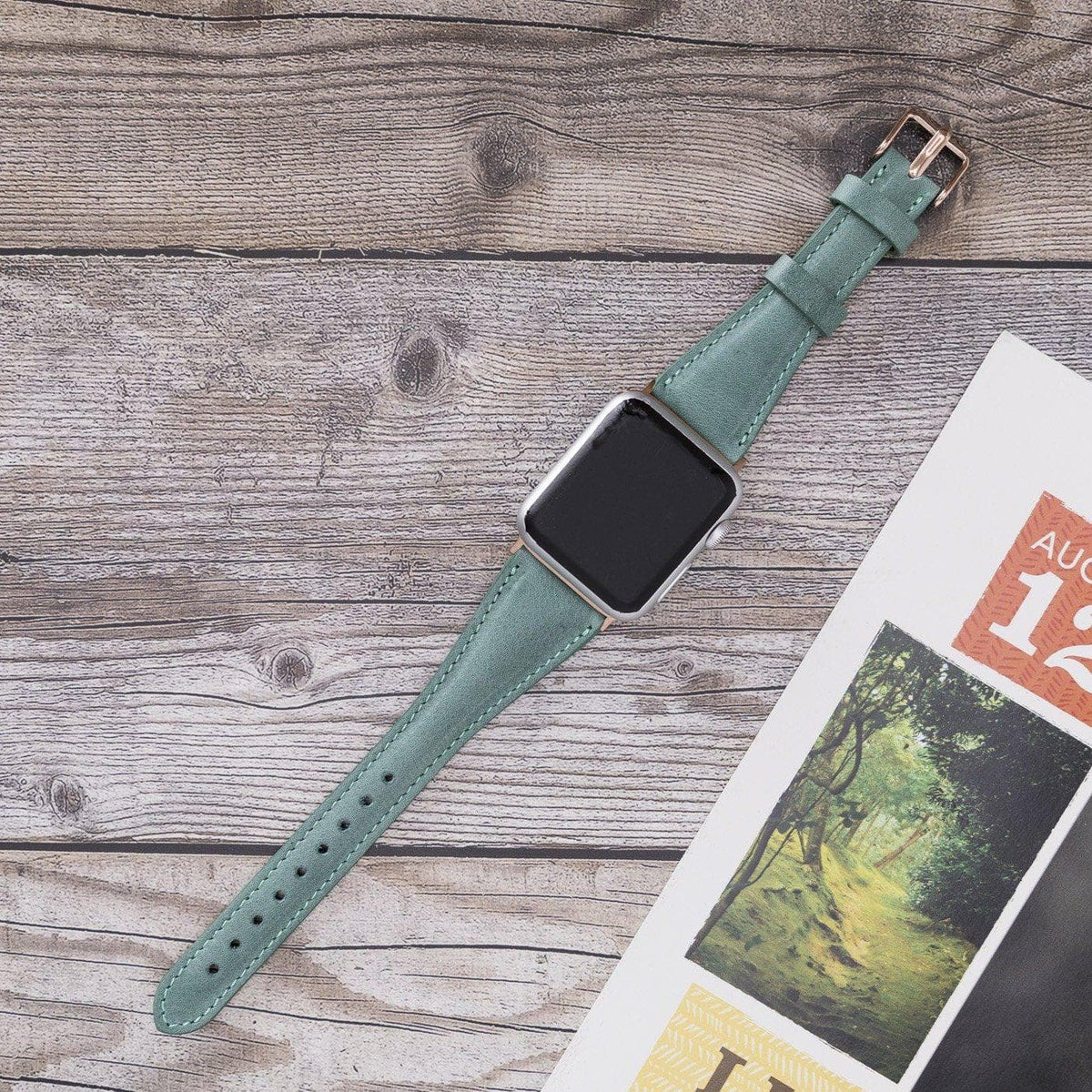 Schmal Lederarmband für Apple Watch aus echtem Leder
