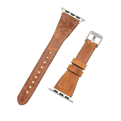 Schmal Lederarmband für Apple Watch aus echtem Leder in Braun