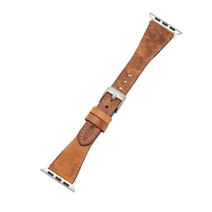 Schmal Lederarmband für Apple Watch aus echtem Leder in Braun