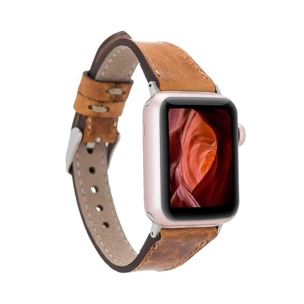 Schmal Lederarmband für Apple Watch aus echtem Leder