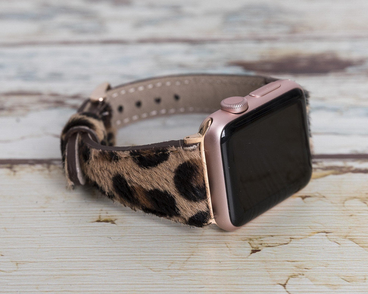 Schmal Lederarmband für Apple Watch aus echtem Leder in Grau