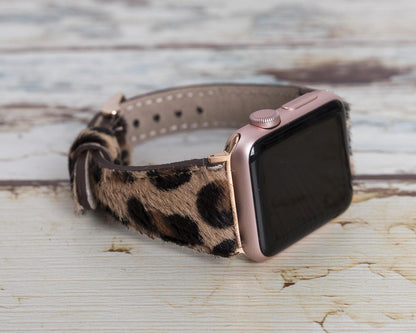 Schmal Lederarmband für Apple Watch aus echtem Leder in Grau