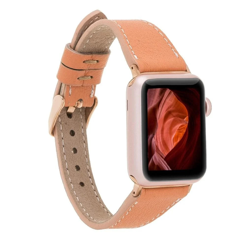 Schmal Lederarmband für Apple Watch aus echtem Leder