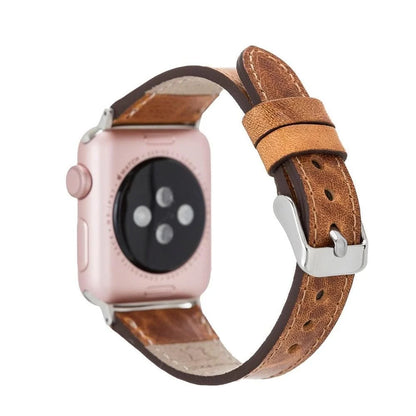 Schmal Lederarmband für Apple Watch aus echtem Leder in Braun