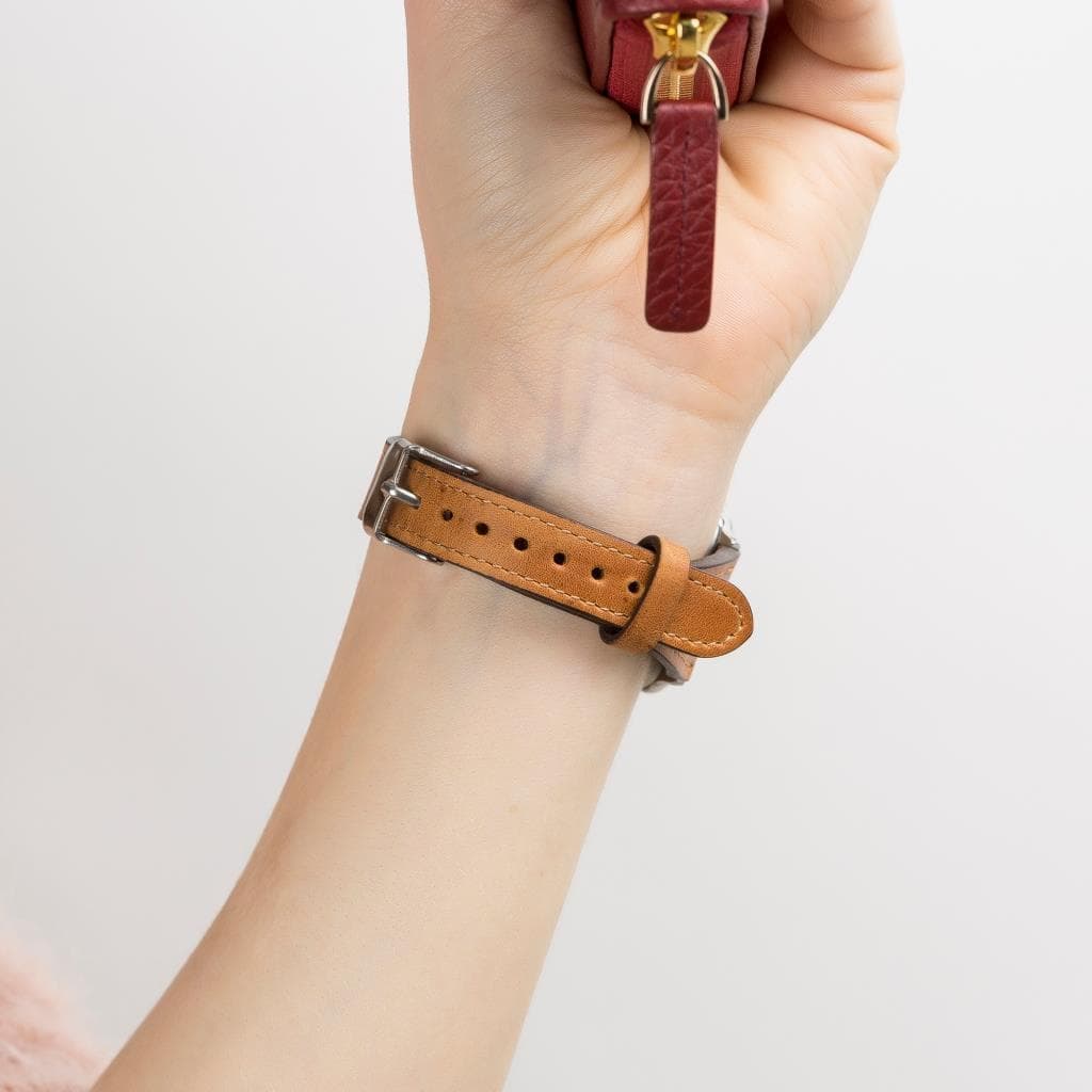 Schmal Lederarmband für Apple Watch aus echtem Leder in Braun