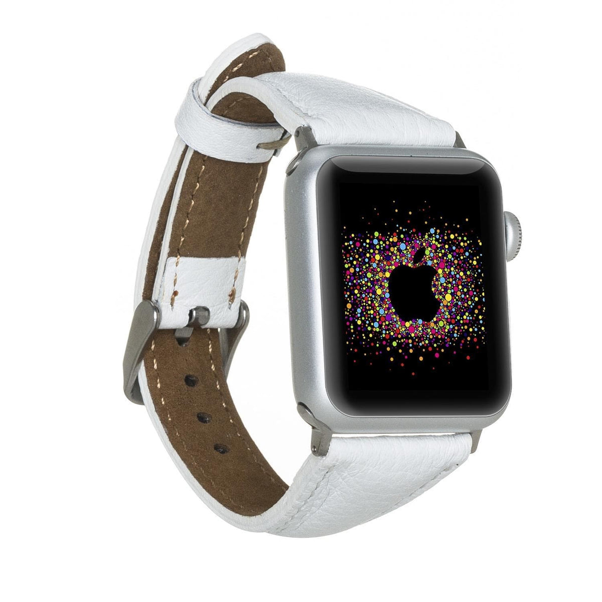 Schmal Lederarmband für Apple Watch aus echtem Leder in Cognac