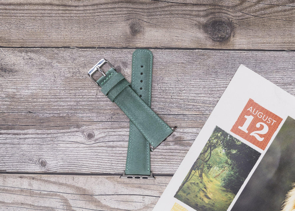 Classic Lederarmband für Apple Watch aus echtem Leder in Grün