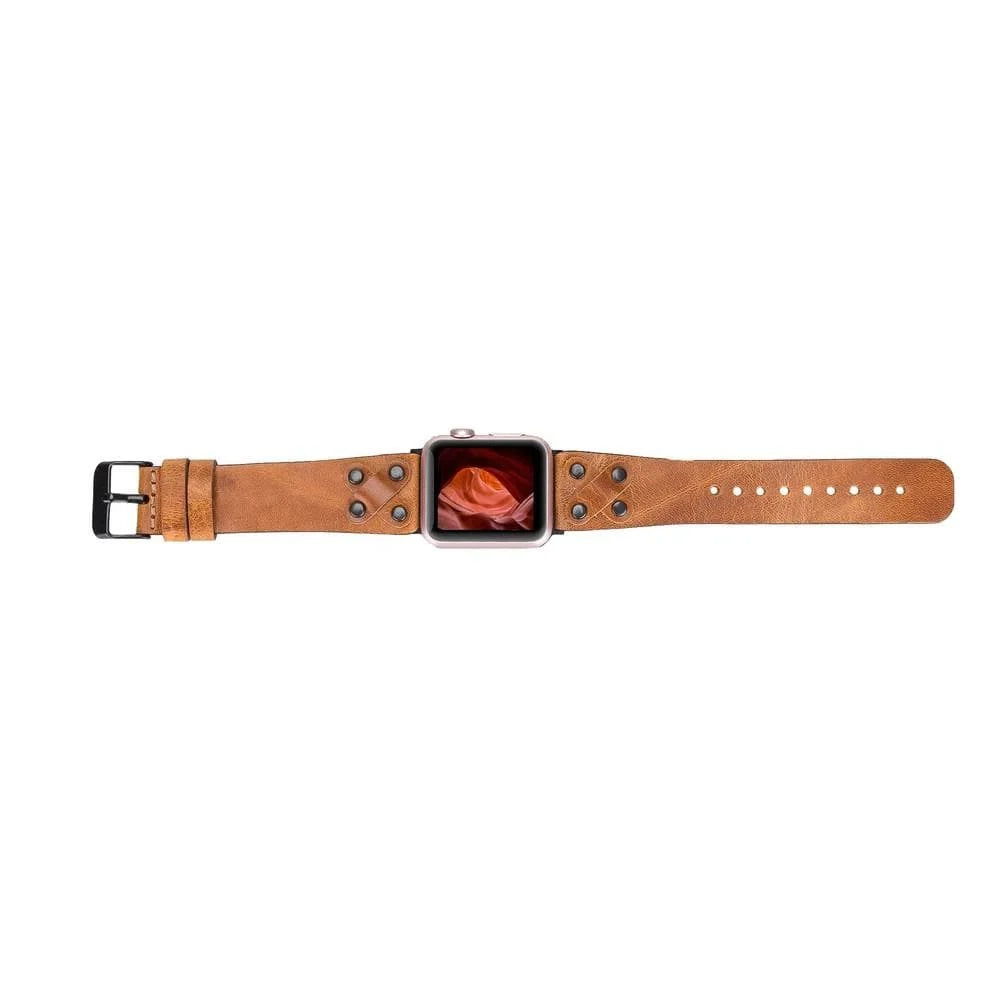 Cross with Trok Lederarmband für Apple Watch aus echtem Leder in Schwarz